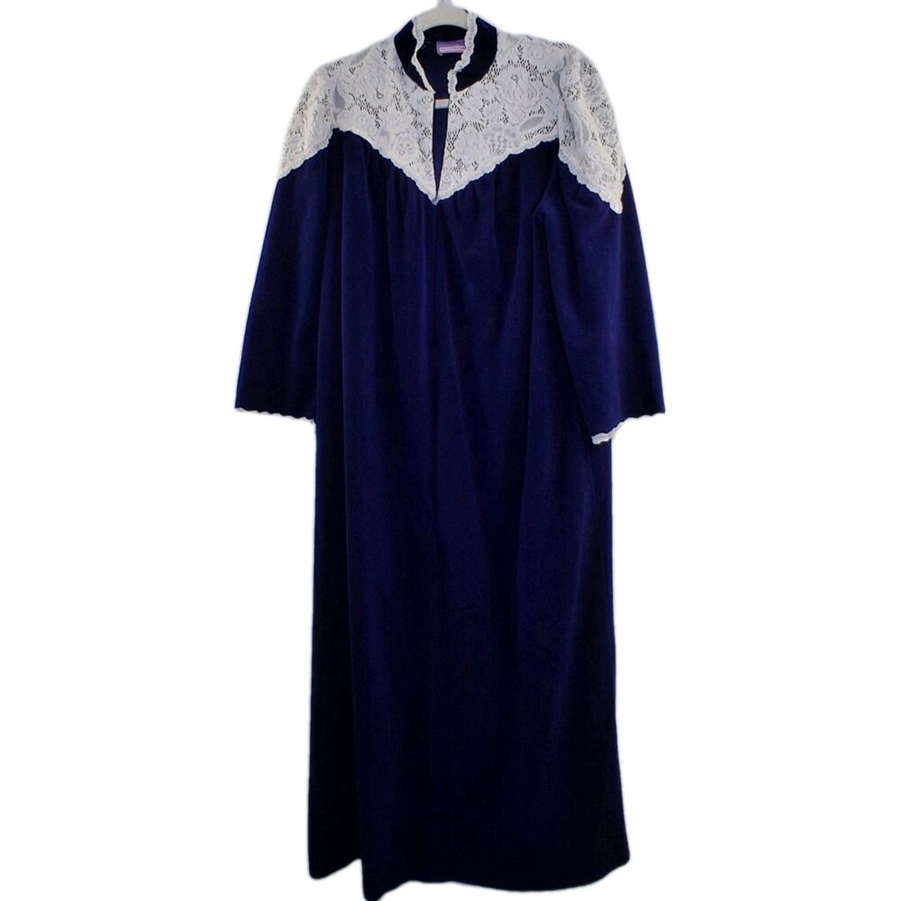 Vintage Beth Michaels Nightgown Velvet Women's Long Housedress Size M